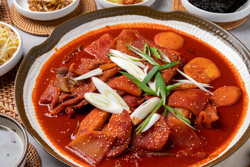 Korean food, pollack, braised pollack, stingray, soup, chicken feet, meat pancakes, pork skin, grilled, side dishes, anchovies, steamed eggs, bean sprouts, potatoes,