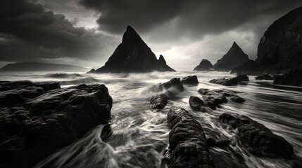A dramatic monochrome seascape with a sense of adventure - Powered by Adobe