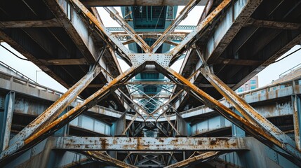 Abstract compositions of intersecting lines and shapes emulate the intricate web of streets and structures