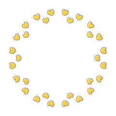 手描きのハートの飾り枠フレーム　イエロー