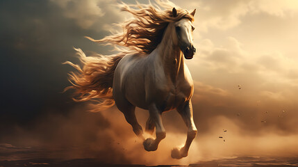 Obraz na płótnie Canvas A horse with a long, flowing tail