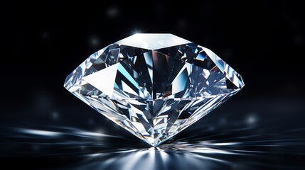 An isolated diamond on a transparent surface
