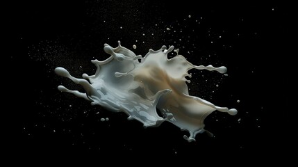 Obraz na płótnie Canvas Milk wave splash with splashes and drops, black alpha background