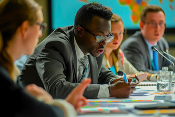 Diplomats addressing specific conflict factors, focusing on de-escalation strategies.