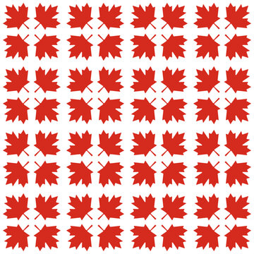 Red Canada Maple Leaves Seamless Pattern vector illustration