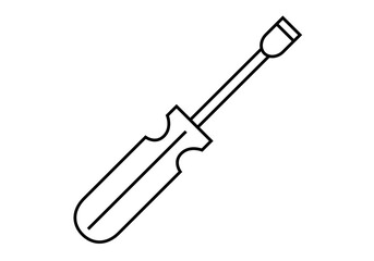 Icono negro de destornillador en fondo blanco.