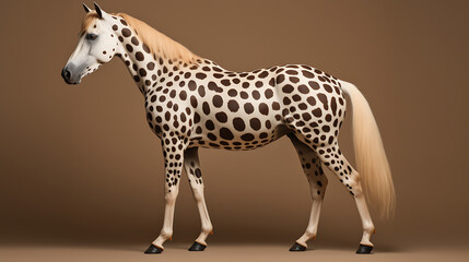 A horse with a spotted coat pattern