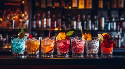 Cocktails served at a bustling bar