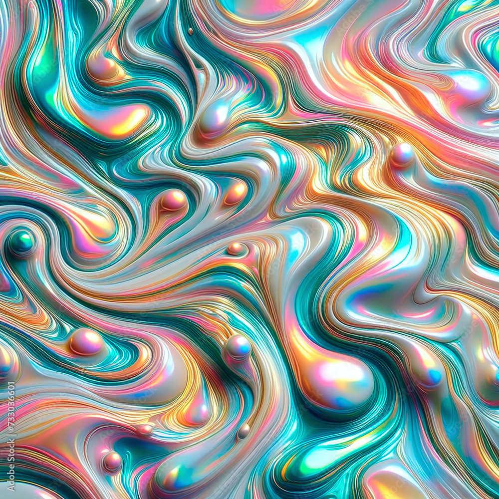 Poster 3d rendering, abstract background with colorful liquid shapes, computer generated images
