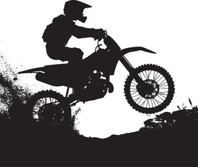 Motocross Jump silhouette Vector isolated on white background