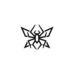 Butterfly and spider logo design combination.