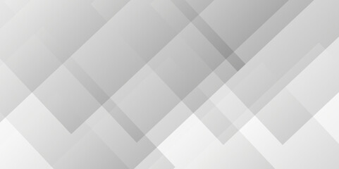 Obraz premium Abstract white and gray background design with layers of textured white transparent material in triangle and squares shapes. White color technology concept geometric line vector background.
