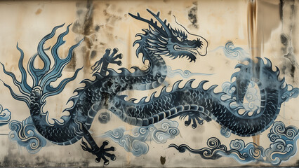 Monochromatic Majesty: A Dragon’s Tale in Ukiyo-e Mural