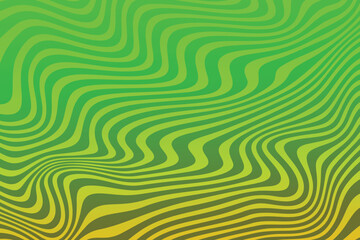 Stripe Art Wavy Lines Background. Green Yellow Gradient Line Pattern Background Vector Illustration.