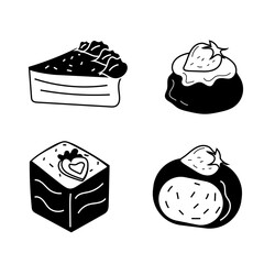 Cute Cake Vector Lineart - Monochrome Dessert Delight