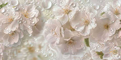 white of flowers with water drops, generative AI