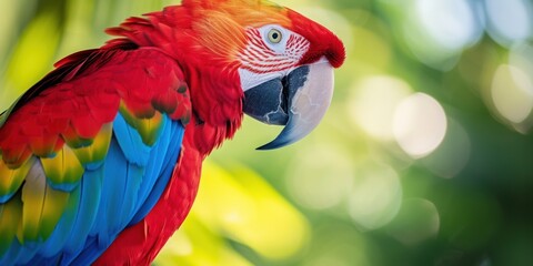 A vividly colored parrot portrait, suitable for use in educational materials, graphic design, and hyperrealistic drawing workshops