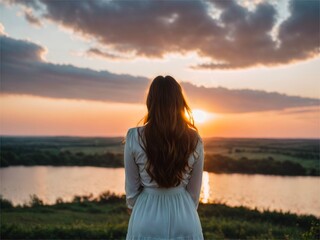 A girl seeing sunset 