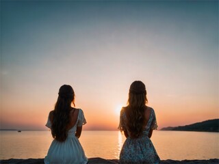 A girl seeing sunset 