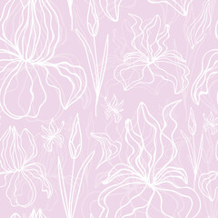 Floral seamless pattern, floral background with irises