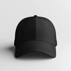 Black cap mockup, isolated on white background, front view