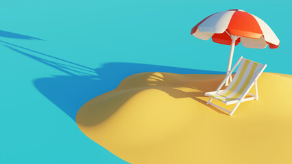 3D Rendering Summer vacation concept, 3D render illustration