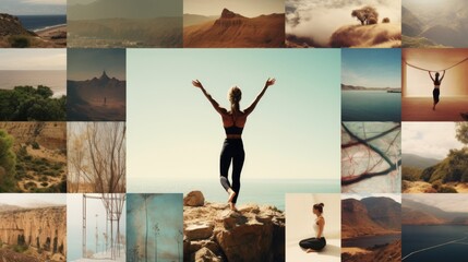 a composition of photos or graphics creating a moodboard my yoga adventure