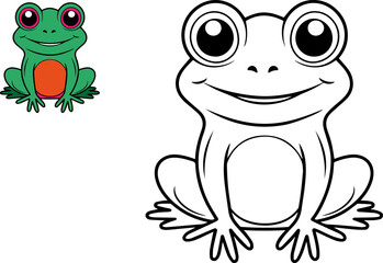 Coloring book king frog cartoon