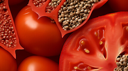 Details of tomato seeds and pulp