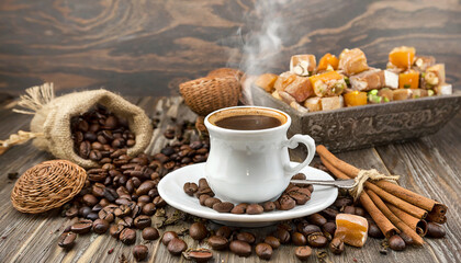 cup of coffee and spices