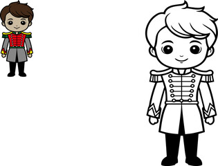 Fototapeta premium cute cartoon prince, coloring book, vector illustration