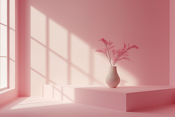 розовый минималистичный интерьер