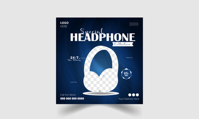 New arrival smart headphone or musical instrument Square social media post design for selling and promotional purpose.