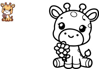 Illustration of cute cartoon giraffe. Vector Illustration