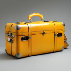 Vintage leather suitcase isolated on white background