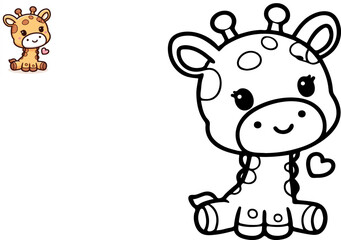 Illustration of cute cartoon giraffe. Vector Illustration