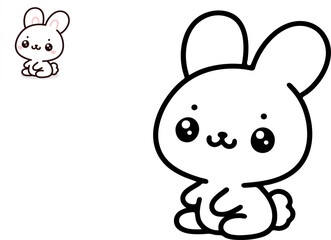 Cute little rabbit. Coloring book. Cartoon vector illustration