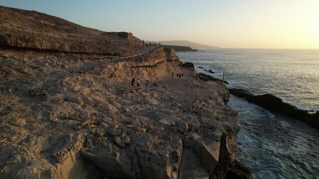 Fuerteventura, Canary islands. Coastline and beach in a tourist town.