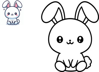 Obraz na płótnie Canvas Cute little rabbit. Coloring book. Cartoon vector illustration