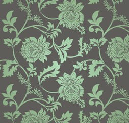 Colorful wedding card design, paisley floral pattern , India	