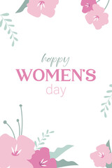 Vertical Floral Poster for Women's Day. Congratulations concept on March 8th. Vector illustration