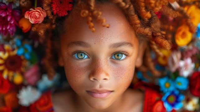 Girl with flower crowns celebrating international day of happiness