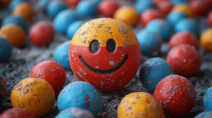 Fototapeta na wymiar Cute emoji ball Embracing Unity and Positivity Around the World on International Day of Happiness