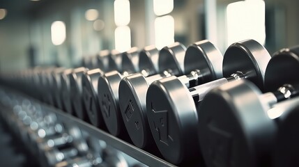 Dumbbells on the floor in the gym. Weightlifting