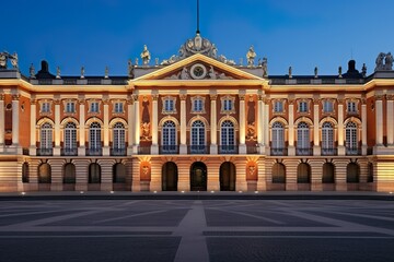 Fototapeta na wymiar Building place of versatile, View of capitole or city hall is the municipal administration palace of versailles AI GEnerated 