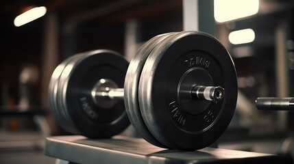Dumbbells on the floor in the gym. Weightlifting