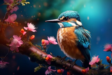 Naklejka premium beautiful birds with blurred natural background with generative ai