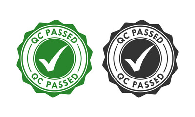 Qc passed design logo template illustration