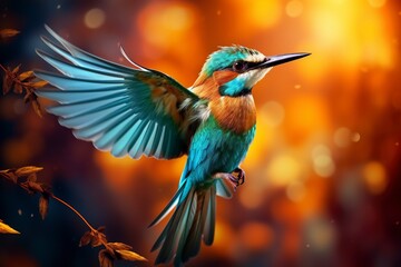Obraz premium beautiful birds with blurred natural background with generative ai