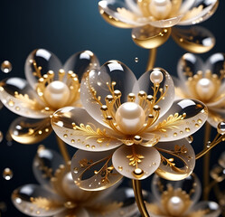 glass and pearl flowers